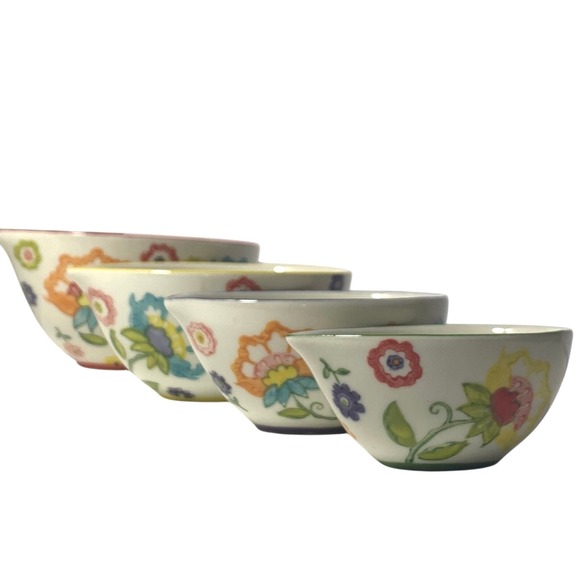 Pier 1 Other - Floral Ceramic Measuring Cups Set of 4 Hand Painted Discontinued Pier 1 Imports